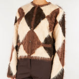 Giacca Marrone in cashmere a rombi GI0984900356 235 SEVENTY 