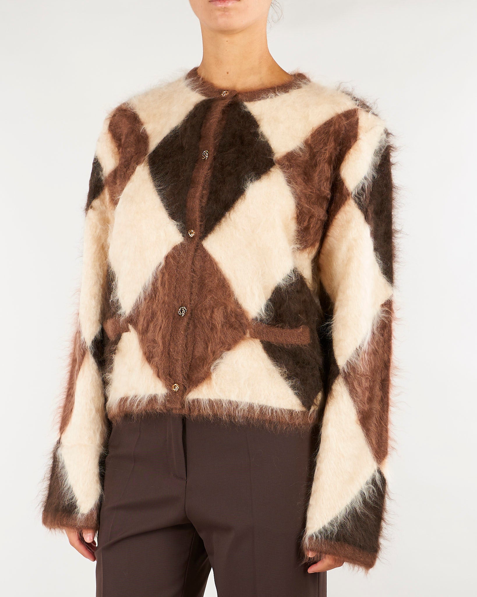 Giacca Marrone in cashmere a rombi GI0984900356 235 SEVENTY 