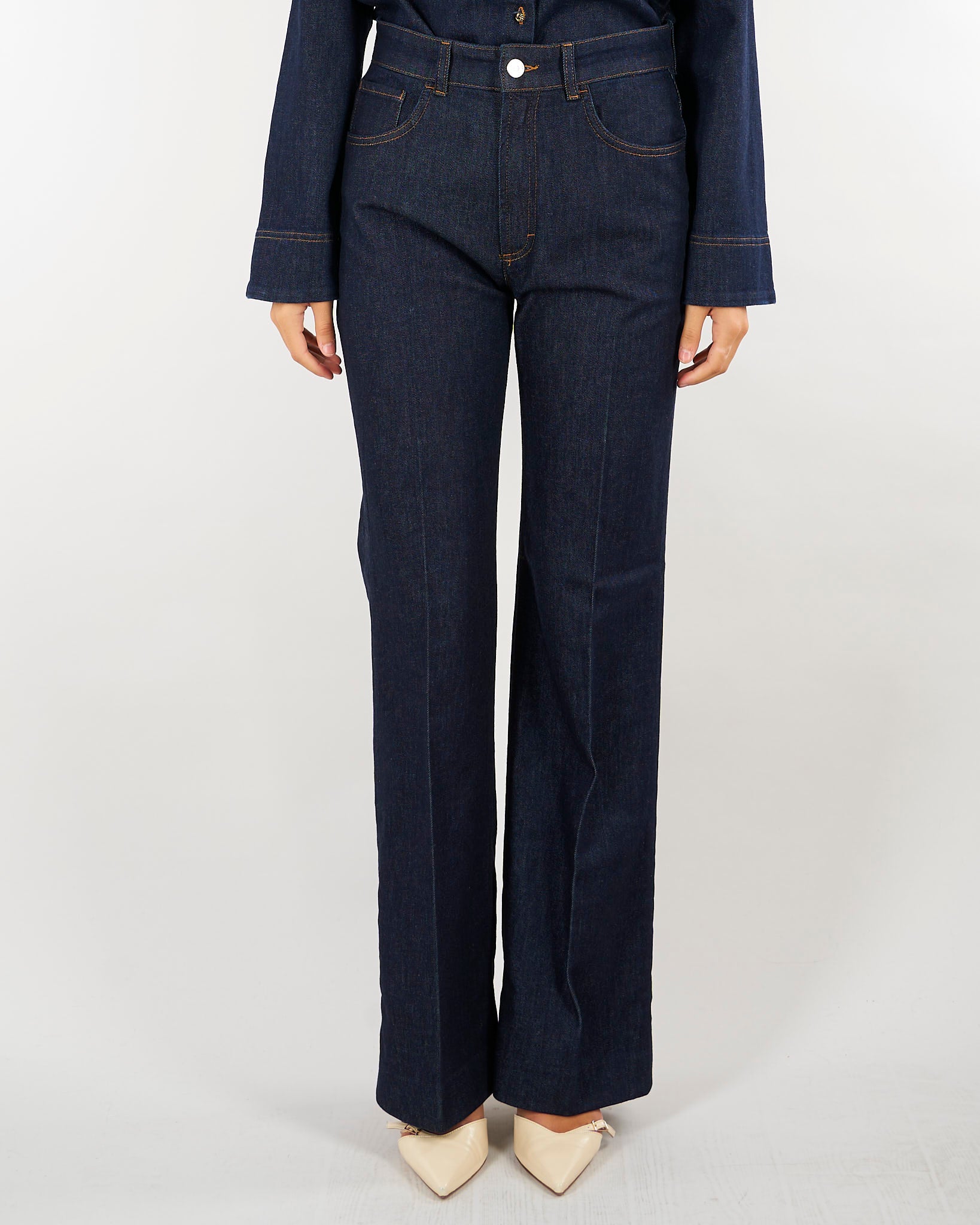 Jeans denim wide leg in misto cashmere PD0142240307 724 SEVENTY 