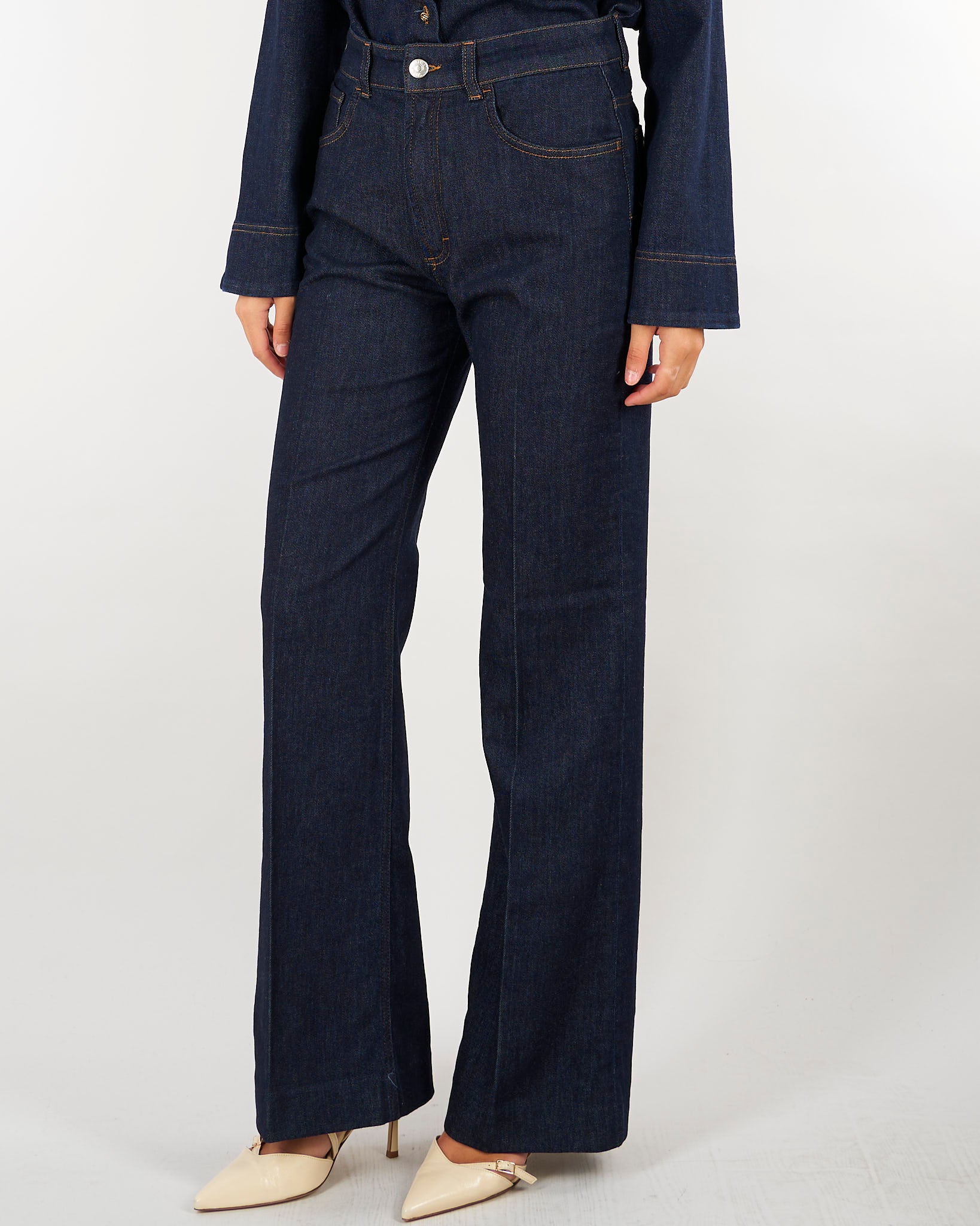 Jeans denim wide leg in misto cashmere PD0142240307 724 SEVENTY 