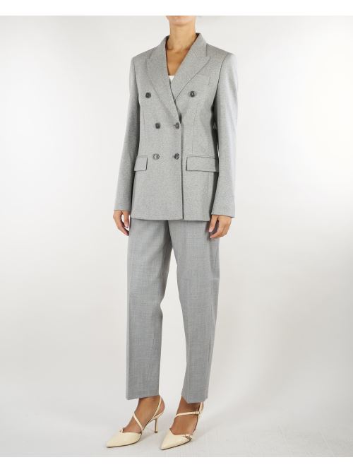 Pantalone Grigio in flanella di lana con elastico sul retro PT1332180016 942 SEVENTY 