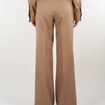 Pantalone Beige wide leg in flanellina di lana PT1364180016 54 SEVENTY 