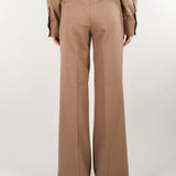 Pantalone Beige wide leg in flanellina di lana PT1364180016 54 SEVENTY 