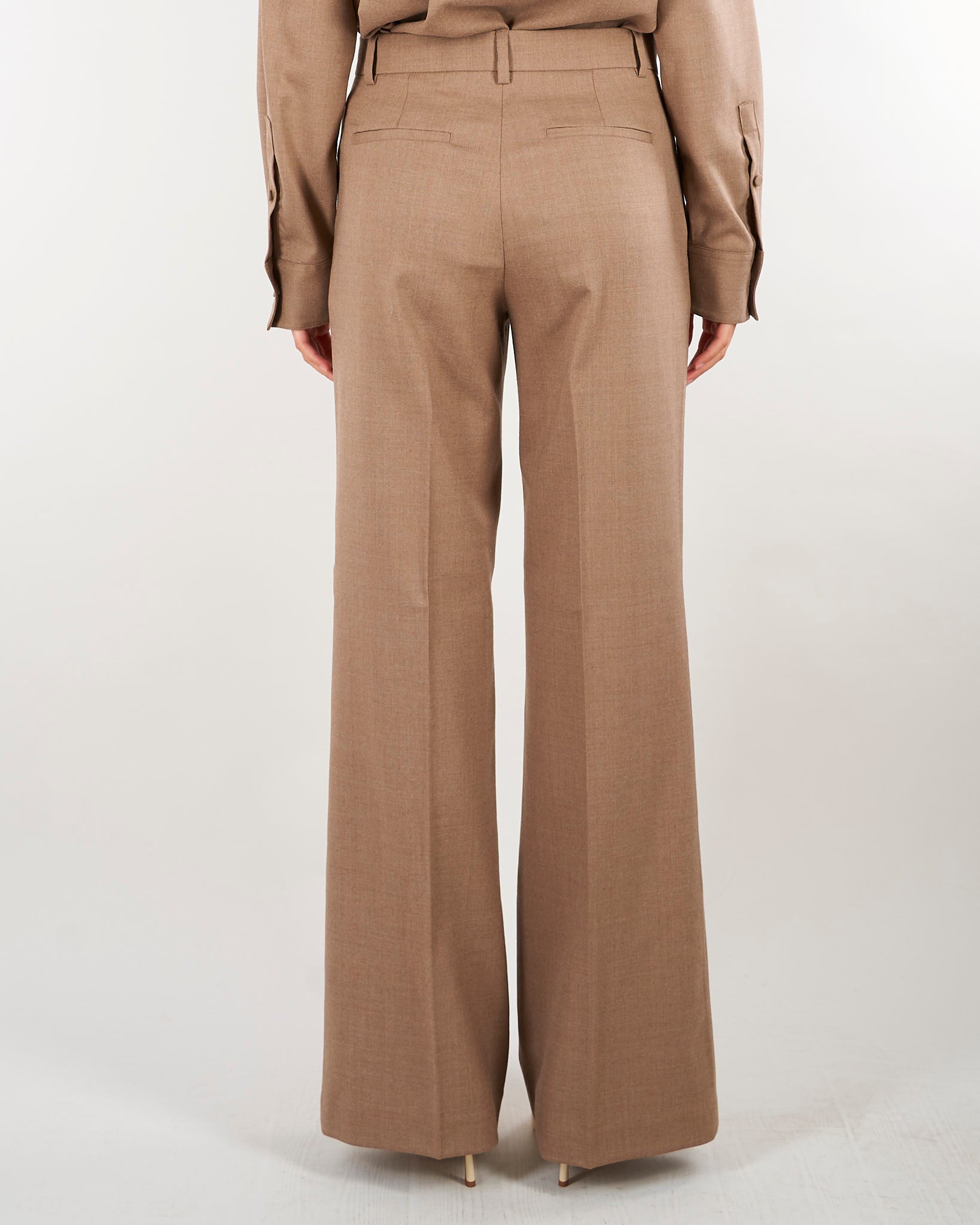 Pantalone Beige wide leg in flanellina di lana PT1364180016 54 SEVENTY 