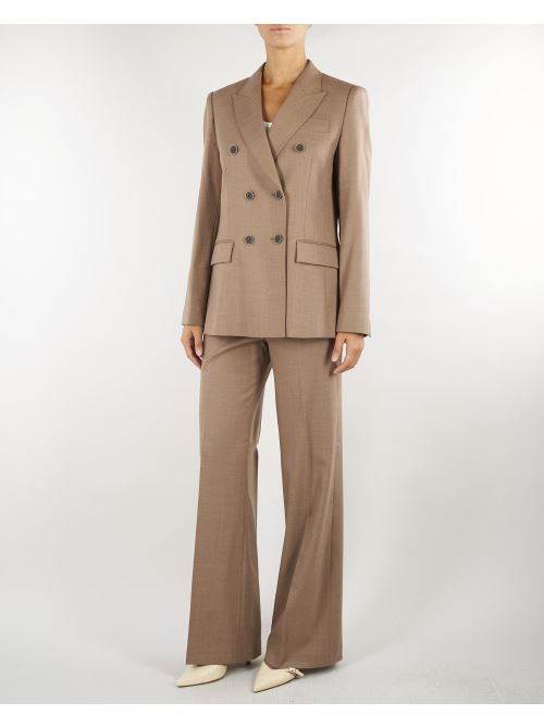 Pantalone Beige wide leg in flanellina di lana PT1364180016 54 SEVENTY 