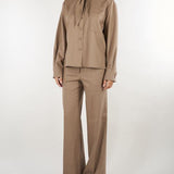 Pantalone Beige wide leg in flanellina di lana PT1364180016 54 SEVENTY 