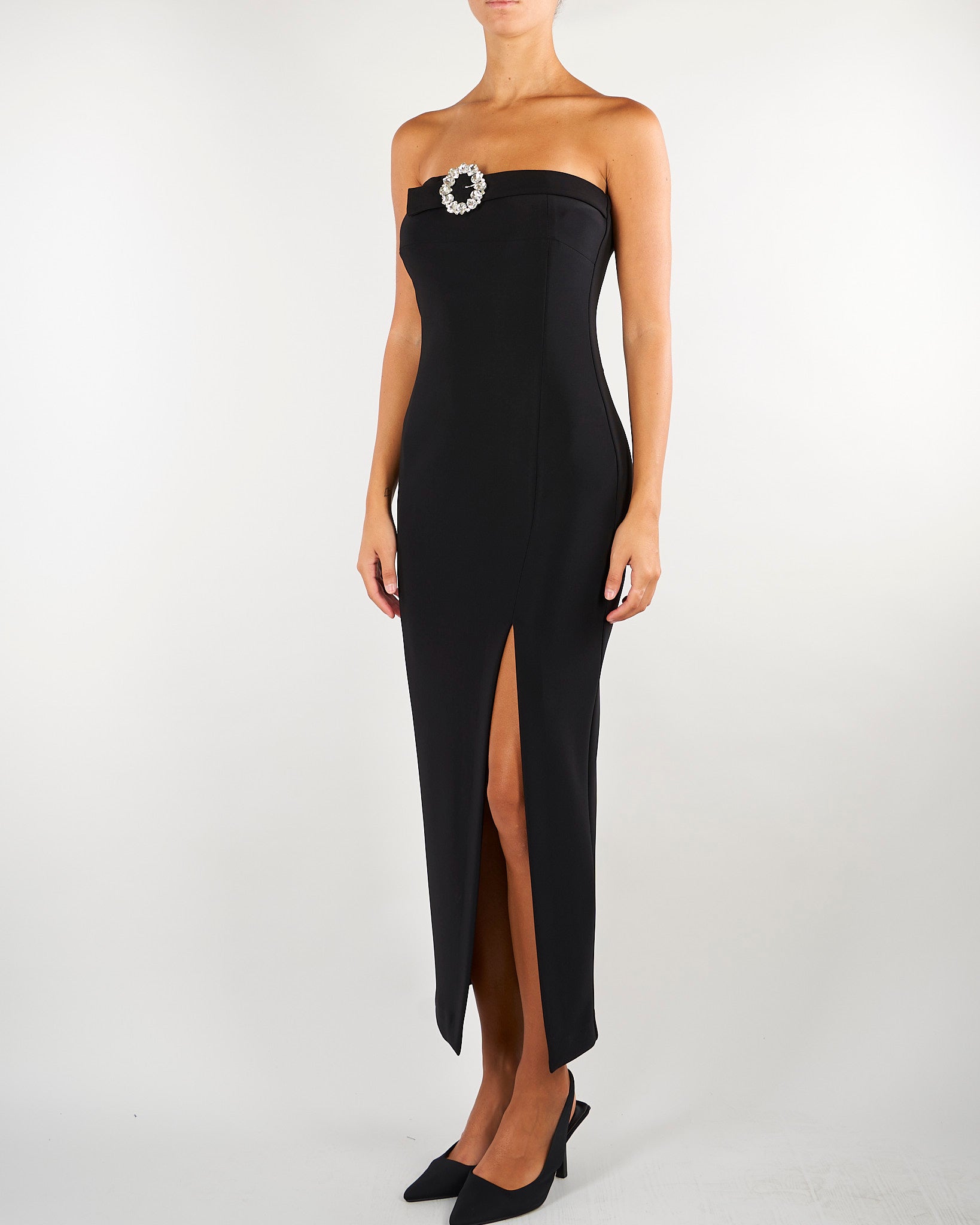 Abito Nero bustier con accessorio AB10101TJER0065 V0000 SIMONA CORSELLINI 