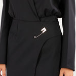 Abito Nero Robe-monteau in comfort wool con dettaglio metallico ABW0101TFLP0001 V0003 SIMONA CORSELLINI 