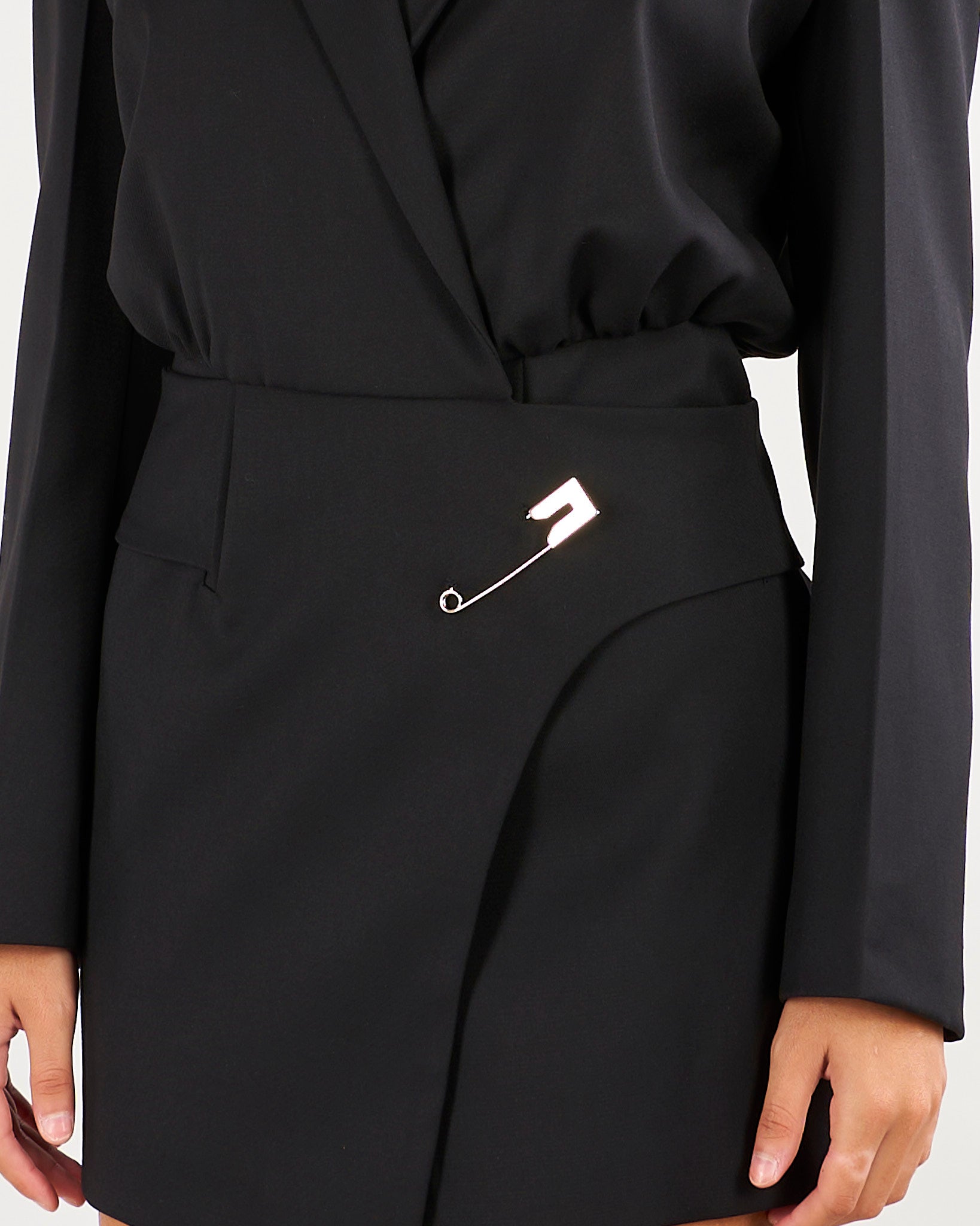 Abito Nero Robe-monteau in comfort wool con dettaglio metallico ABW0101TFLP0001 V0003 SIMONA CORSELLINI 