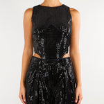 Body Nero ultrasgambato in velluto con paillettes BD10001TPAI0032 V0003 SIMONA CORSELLINI 