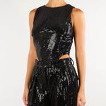 Body Nero ultrasgambato in velluto con paillettes BD10001TPAI0032 V0003 SIMONA CORSELLINI 