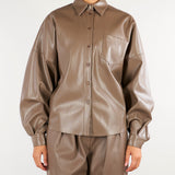 Camicia Nocciola Over in ecopelle CA00301TEPL0013 V0799 SIMONA CORSELLINI 