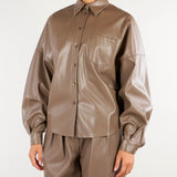 Camicia Nocciola Over in ecopelle CA00301TEPL0013 V0799 SIMONA CORSELLINI 