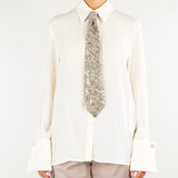 Camicia Burro in seta e viscosa con cravatta bouclè con paillettes CAW0103TGEO0055 V0000 SIMONA CORSELLINI 