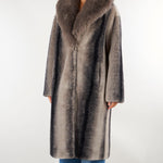 Ecopelliccia Grigio striato con collo sciallato CPV0401C0150027 V0797 SIMONA CORSELLINI 