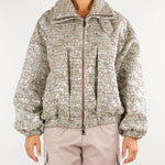 Giubbotto Bomber Beige in bouclè con paillettes GB00101TCHA0009 V0000 SIMONA CORSELLINI 