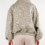 Giubbotto Bomber Beige in bouclè con paillettes GB00101TCHA0009 V0000 SIMONA CORSELLINI 