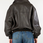 Giubbotto Bomber Cioccolato oversize in pelle GBS0101C0420001 V0761 SIMONA CORSELLINI 
