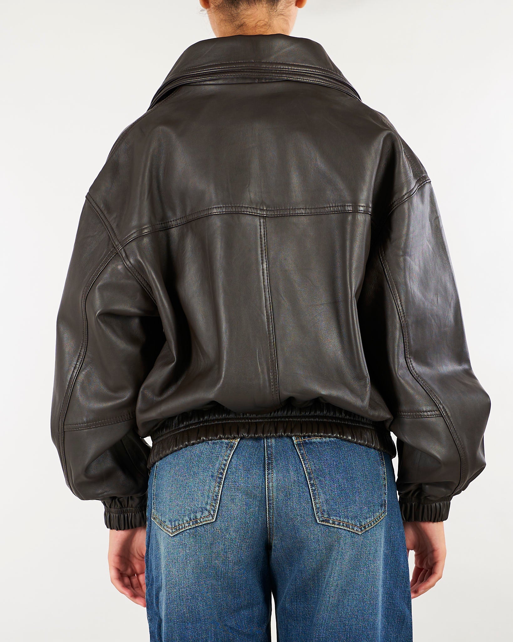 Giubbotto Bomber Cioccolato oversize in pelle GBS0101C0420001 V0761 SIMONA CORSELLINI 