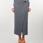 Gonna Grigio a portafoglio con baxi bottone GOW0201TFLP0001 V0792 SIMONA CORSELLINI 