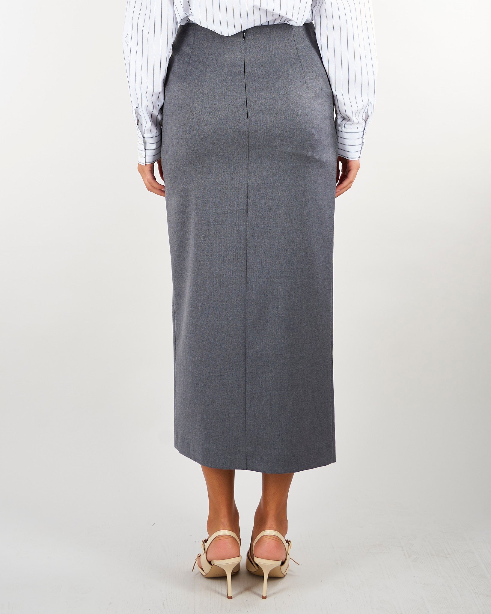 Gonna Grigio a portafoglio con baxi bottone GOW0201TFLP0001 V0792 SIMONA CORSELLINI 