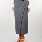 Gonna Grigio a portafoglio con baxi bottone GOW0201TFLP0001 V0792 SIMONA CORSELLINI 