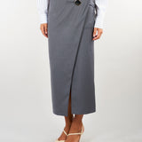Gonna Grigio a portafoglio con baxi bottone GOW0201TFLP0001 V0792 SIMONA CORSELLINI 