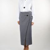 Gonna Grigio a portafoglio con baxi bottone GOW0201TFLP0001 V0792 SIMONA CORSELLINI 