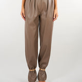 Pantalone Nocciola in ecopelle con doppia pences e bracciale Snake PA01401TEPL0013 V0799 SIMONA CORSELLINI 