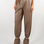 Pantalone Nocciola in ecopelle con doppia pences e bracciale Snake PA01401TEPL0013 V0799 SIMONA CORSELLINI 