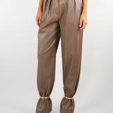 Pantalone Nocciola in ecopelle con doppia pences e bracciale Snake PA01401TEPL0013 V0799 SIMONA CORSELLINI 