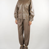Pantalone Nocciola in ecopelle con doppia pences e bracciale Snake PA01401TEPL0013 V0799 SIMONA CORSELLINI 
