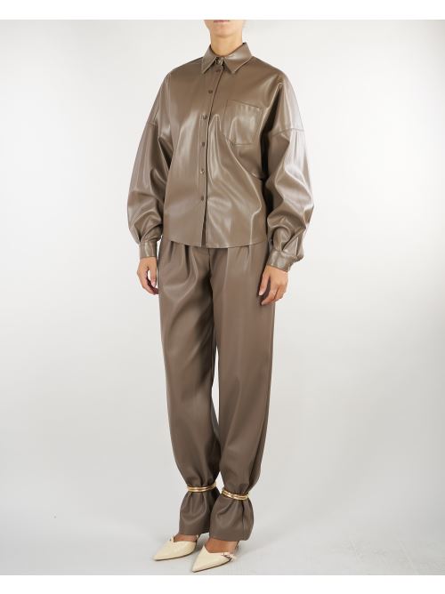 Pantalone Nocciola in ecopelle con doppia pences e bracciale Snake PA01401TEPL0013 V0799 SIMONA CORSELLINI 