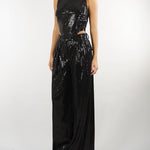 Pantalone Nero in velluto con paillettes PA10101TPAI0032 V0003 SIMONA CORSELLINI 