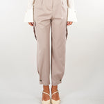 Pantalone Beige cargo elegante con cintura PAW0501TFLP0001 V0796 SIMONA CORSELLINI 