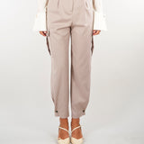 Pantalone Beige cargo elegante con cintura PAW0501TFLP0001 V0796 SIMONA CORSELLINI 