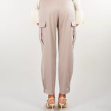 Pantalone Beige cargo elegante con cintura PAW0501TFLP0001 V0796 SIMONA CORSELLINI 