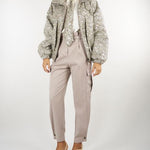 Pantalone Beige cargo elegante con cintura PAW0501TFLP0001 V0796 SIMONA CORSELLINI 
