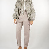 Pantalone Beige cargo elegante con cintura PAW0501TFLP0001 V0796 SIMONA CORSELLINI 