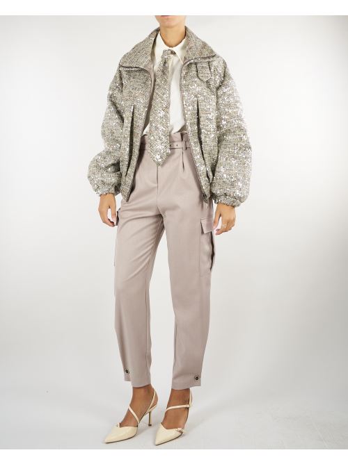Pantalone Beige cargo elegante con cintura PAW0501TFLP0001 V0796 SIMONA CORSELLINI 