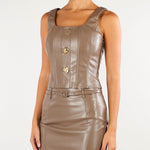 Top Nocciola in ecopelle con bottoni gold TO00201TEPL0013 V0799 SIMONA CORSELLINI 