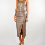 Top Nocciola in ecopelle con bottoni gold TO00201TEPL0013 V0799 SIMONA CORSELLINI 