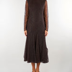 Abito midi Marrone in pizzo con paillettes TF2080 13611 TWIN SET 