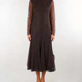 Abito midi Marrone in pizzo con paillettes TF2080 13611 TWIN SET 