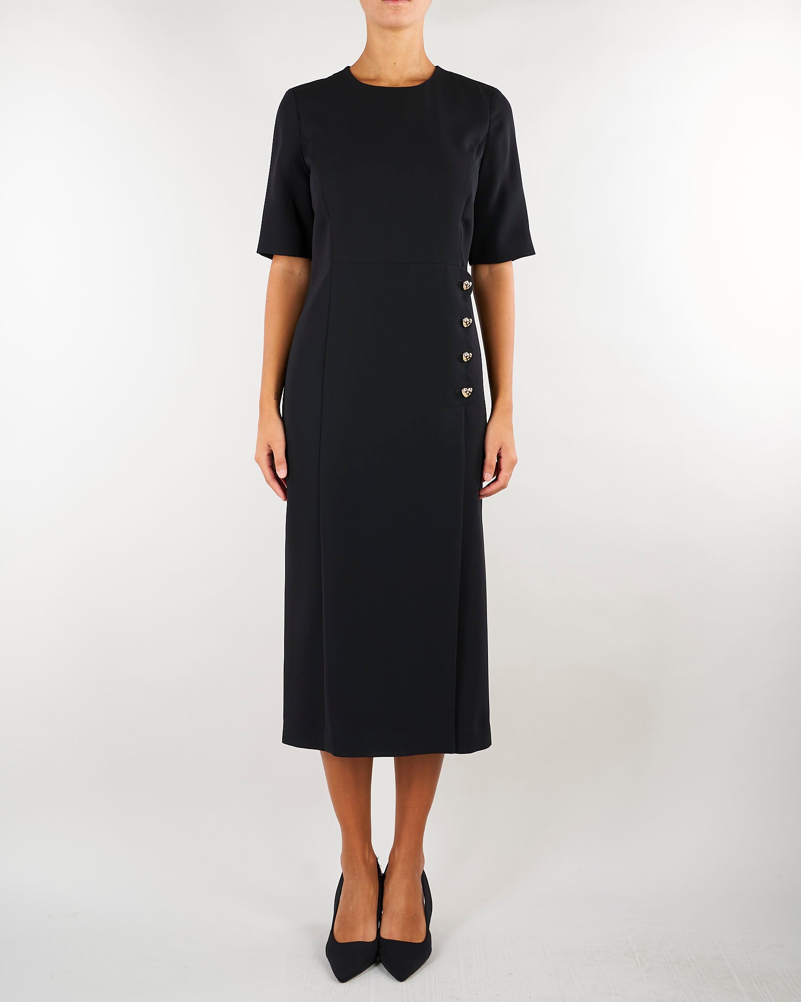 Abito Nero midi con bottoni gioiello TP2046 6 TWIN SET 
