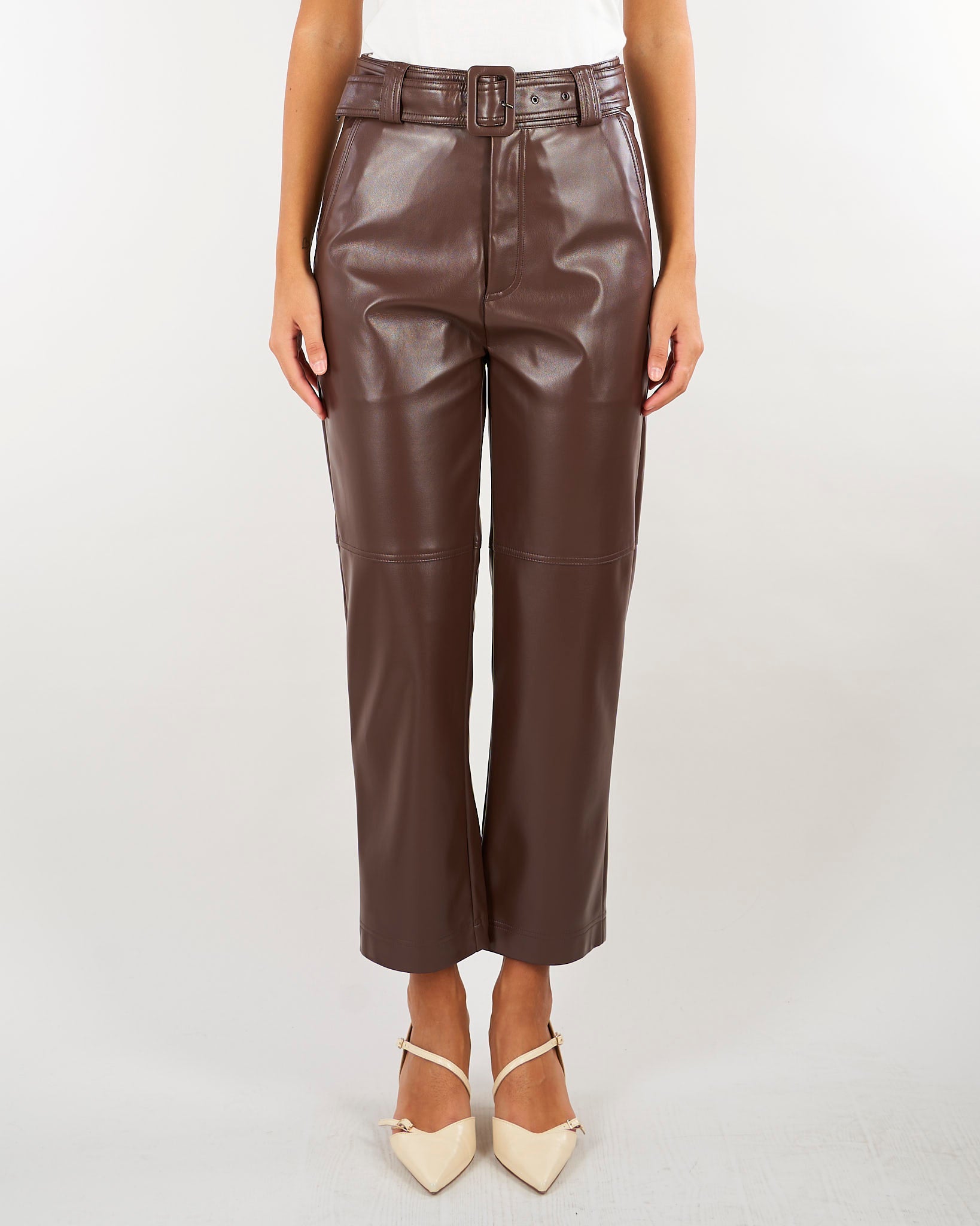 Pantalone Moro effetto pelle con cintura TP2051 13411 TWIN SET 