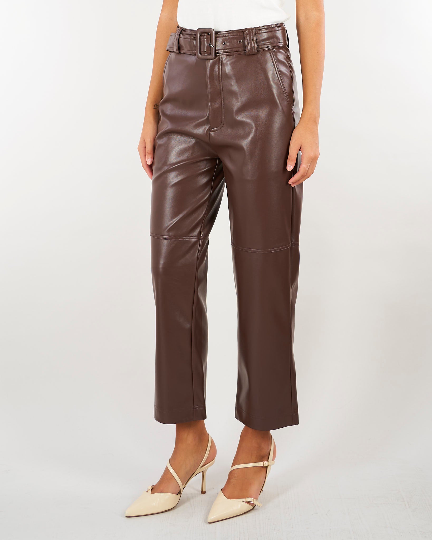 Pantalone Moro effetto pelle con cintura TP2051 13411 TWIN SET 