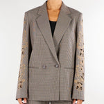 Blazer Beige in pied de poule con ricamo TP2630 13828 TWIN SET 