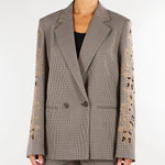 Blazer Beige in pied de poule con ricamo TP2630 13828 TWIN SET 