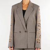 Blazer Beige in pied de poule con ricamo TP2630 13828 TWIN SET 